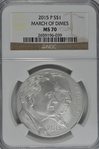 2015 P March of Dimes Uncirculated Silver Dollar NGC MS70 Brown Label