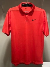 Men's Nike Checkered Pattern TPC Dri Fit Golf Polo Red, M