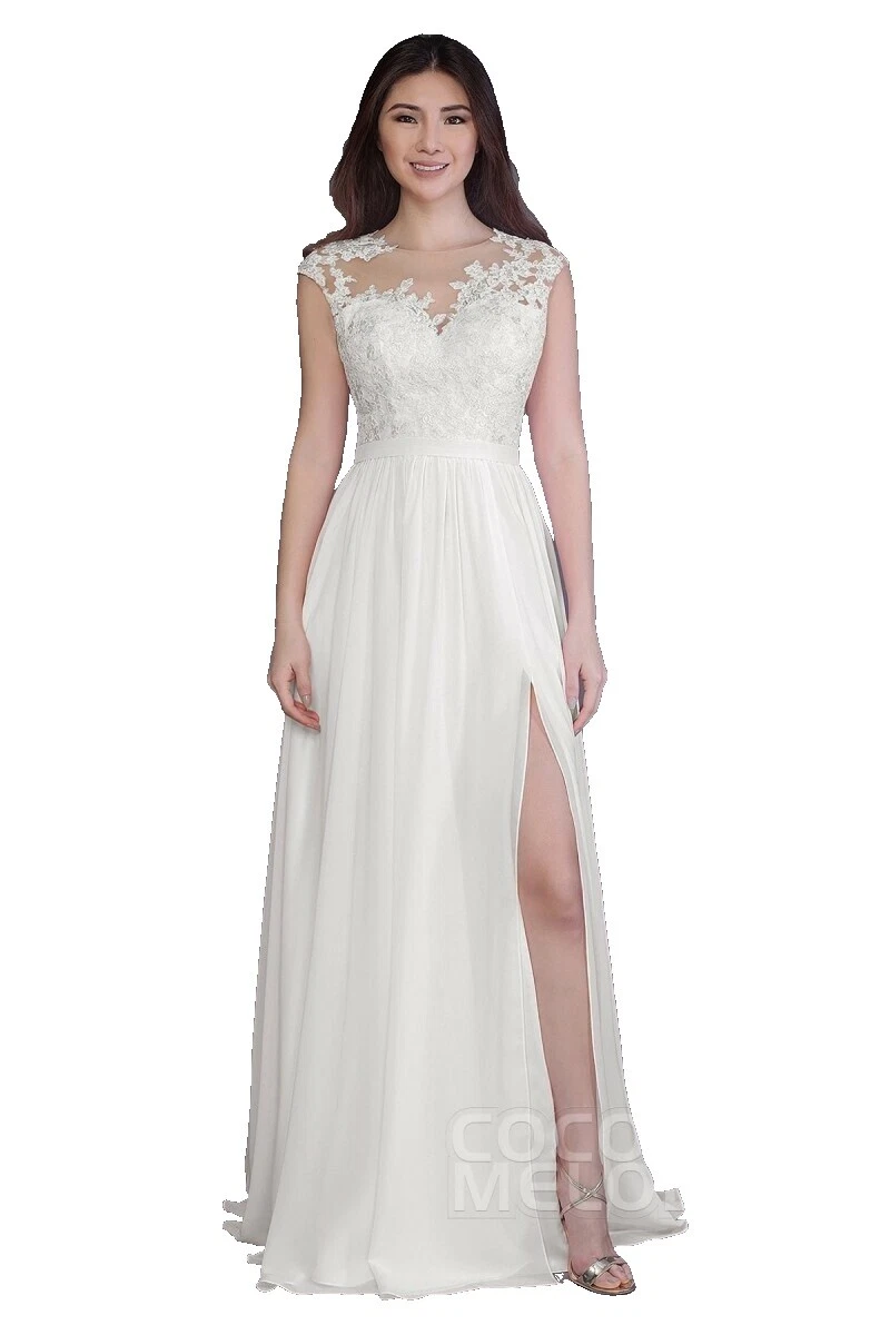 Chiffon Cap Sleeve White Bridesmaid Dresses