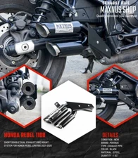 SHORT DOUBLE DUAL EXHAUST PIPE MOUNT SYSTEM MAXNUS HONDA REBEL CMX1100 2021-2025