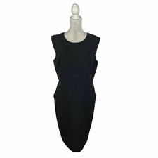 Anne Klein Black Sheath Dress LBD Little Black Dress Pockets Career Office 14