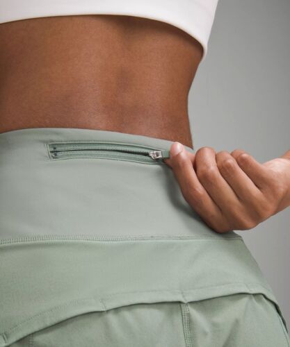 NEU Lululemon Speed Up hoch geschnitten gefütterte Shorts 4" grau Eukalyptus Größe 6-8-10-12 - Bild 4 von 7