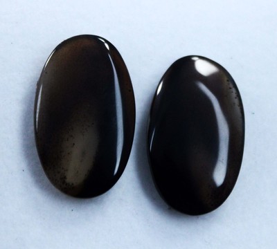 37.00 Cts Natural Cabochon Agate Slice Black Geode Smooth Loose Gemstone Pair