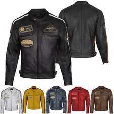 Giacca Moto Da Uomo Naked Scooter Cafe Racer In Pelle Vintage Impermeabile