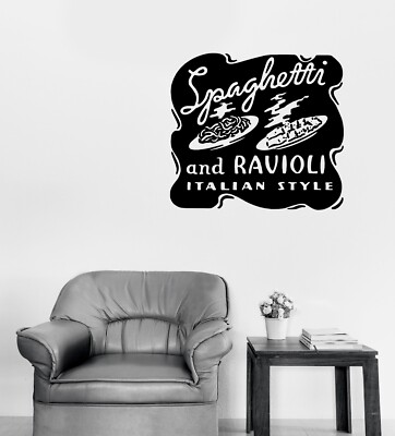 Wall Vinyl Decal Spaghetti And Ravioli Italian Restaurant Cafe Food Logo (n1818)