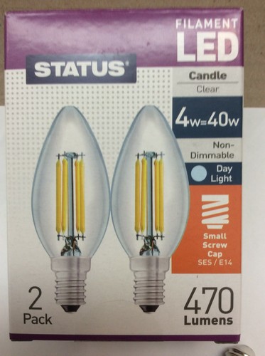 6 x 40w Clear Small Screw Daylight Candle Light Bulbs - 4w Watt E14 SES Lamps - Picture 3 of 7