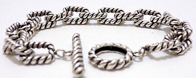 Wunderschönes STERLINGSILBER rechteckiges GLIED Herren DREHSEIL Biker ARMBAND 8'' L & 52 g