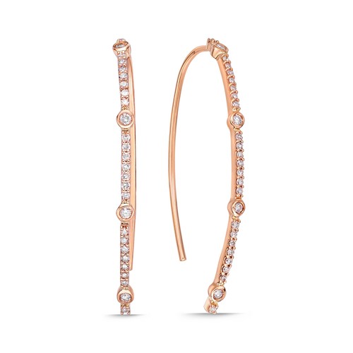 Christmas Gift Diamond 10K Rose Gold Designer Crawler Earrings - - Picture 2 of 4