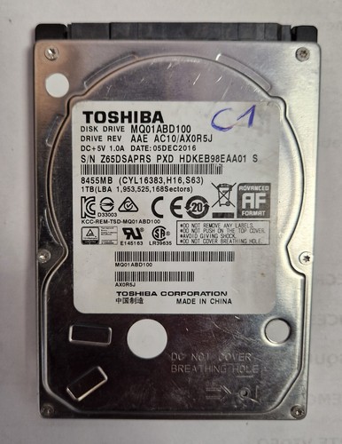 Disque Dur Portable Toshiba 1To - Modèle MQ01ABD100 2,5 Pouces - Testé