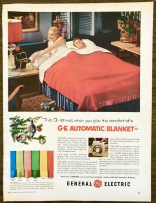 1952 General Electric GE Automatic Blanket PRINT AD Give Comfort This  Christmas