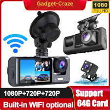 1080p Wifi Car Dual Dash Camera Front/rear/inside G-sensor Video Record Dual Cam