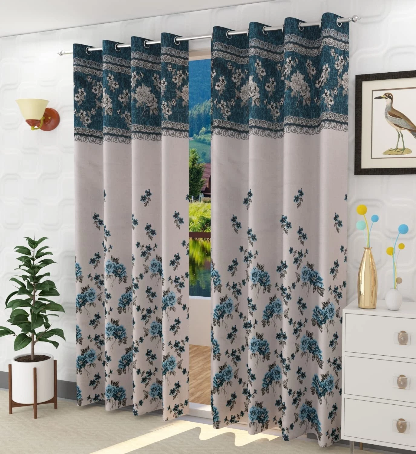 Paquete De 2 Piezas Yute Cortinas para Puerta 2.1m Largo con Ojal Anillo Aqua
Opens in a new window 