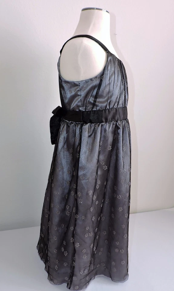 George Girls Party Dress Sparkle Layered Lace Overlay Tulle Ribbon Tie 14 Black - Image 3 of 4