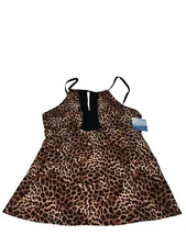 Ruby Ribbon Miami Beach tankini top Size 12 Leopard Print New Women's #1973