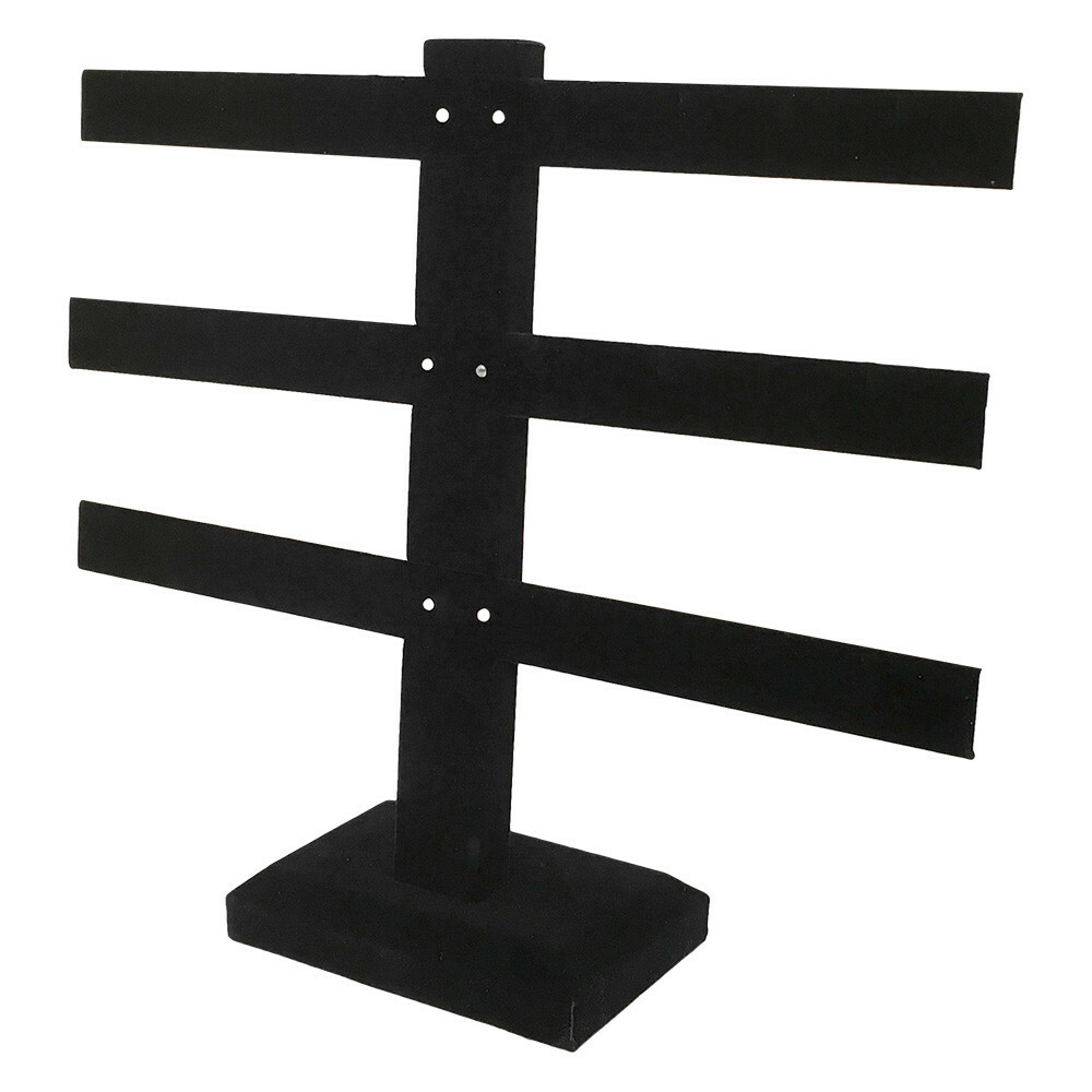 10"x9" Black Velvet 3 Tier Earring Stand Display Jewelry Showcase Hanging Stand