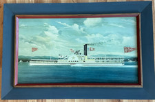 JAMES BARD Vintage Framed Nautical Print Steamboat Alida Hudson River FRAMED