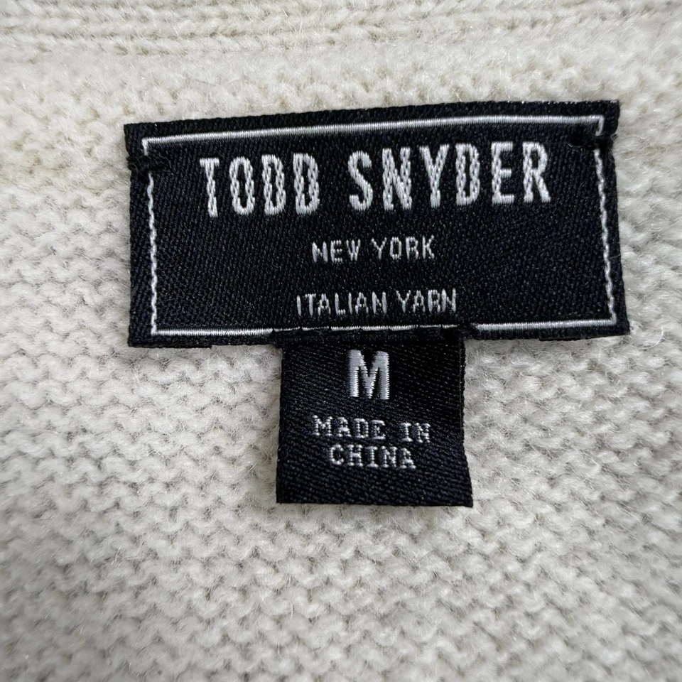 Todd Snyder Cambridge Cárdigan Chaleco de Lana para Hombres Mediano Marfil Hilo Italiano Preppy Foto 3 de 4