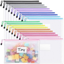 20 Pack Mesh Zipper Pouch Bags, A4 Letter Size, Zipper Bags with Label Pocket...