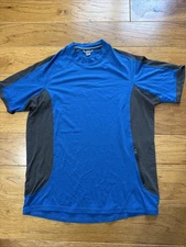 SMARTWOOL Shirt Men's Merino BLUE GRAY Short Sleeve ZIP POCKET M MEDIUM EUC