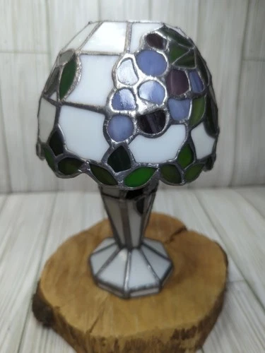 Stained Glass Tiffany Style Fairy Lamp Leaded Candle Holder Boudoir Votive VTG
