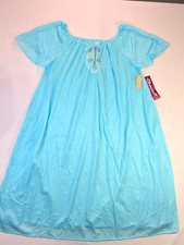 Glencraft Vintage Blue embroidered Nightgown pjs size Large NWT granny core BF