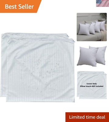 Feather Proof Euro Pillow Protectors 24x24 Set of 2 Waterproof Cover for Goos...