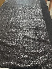 Black Sequin Fabric on Black Mesh 96x50 Stretch Costume Evening Formal Material