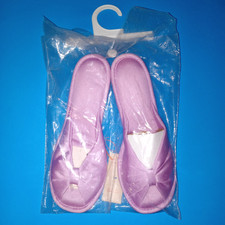 Vtg Vanity Fair Purple Satiny Nylon Peep-toe Wedge Boudoir Slippers Size 5-6 NWT