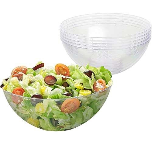 MATANA 5 Clear Hard Plastic Serving Bowls,  Assorted sizes , colors 