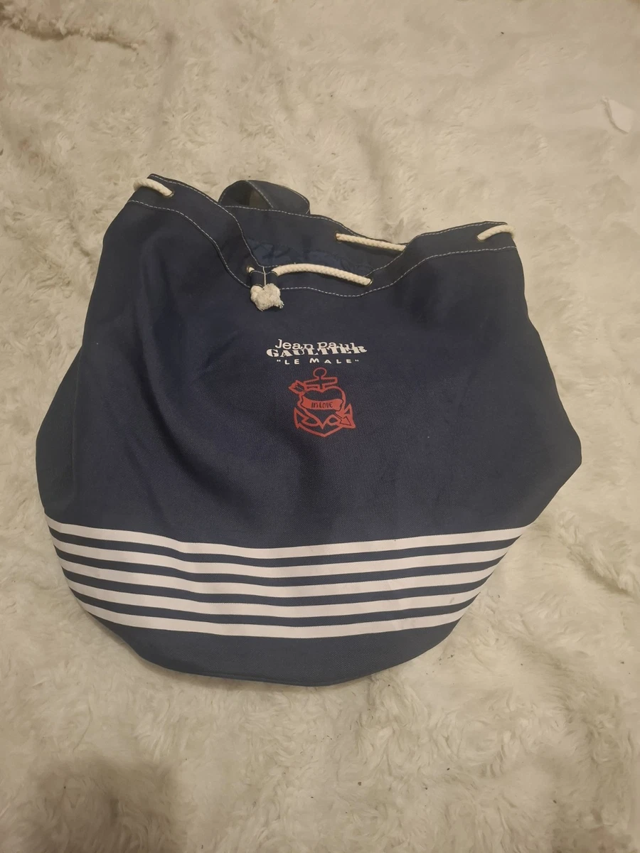 Jean Paul Gaultier Le Male Marine Tasche Canvas Blau Streifen Retro