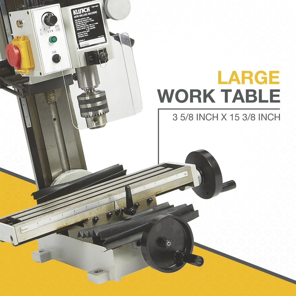 Klutch 1/2 HP Mini Milling Machine, 350 Watts, 110V - Image 4 of 4