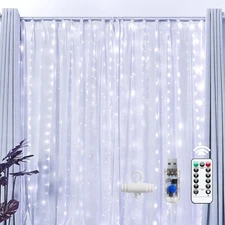 Brightown 300 LED Fairy Curtain Lights, 9.8ft x White 1 Pack, 