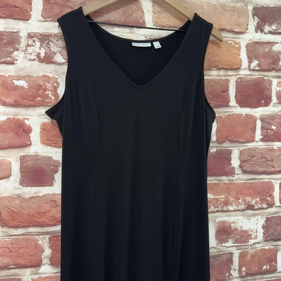 Vestido Susan Graver para mujer XL Petite liso negro elástico con botones a presión Foto 3 de 4