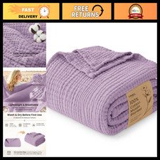 100 Cotton Muslin Blanket, 6 Layer Lightweight King Size 108x90, Soft Breathabl