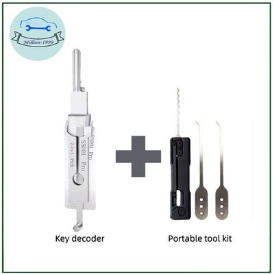1 Portable Lock Picking Kit 3-in-1 + 1 Key Decoder with Key Hook Tool SS001 PRO