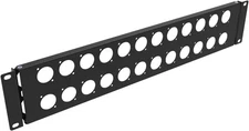 2U Hinged Blank Patch Panel with 24 D-Series Connectors 2U24DBP, black 