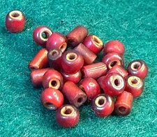 (20) Huron Indian Red White Heart Trade Beads Venetian Pre-1800 Small Size