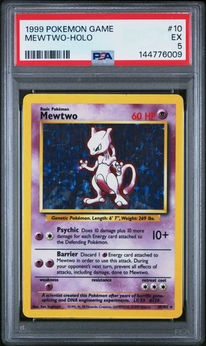 1999 POKEMON BASE SET UNLIMITED #10 MEWTWO-HOLO PSA 5