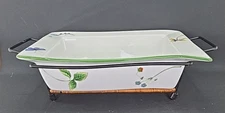 Wilde Garden 12" Rectangular Baker w/Metal Stand, by Temp-Tations