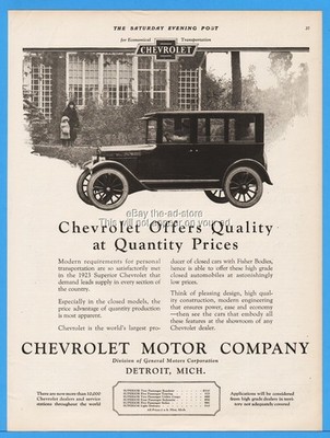 1922 Chevrolet Motor Co Detroit MI Chevy Sedan Closed Car Girl With Muff GM Ad
