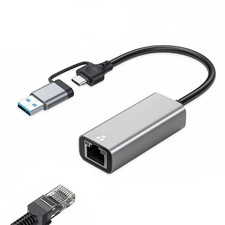 Adaptador Gigabit Ethernet 2X(2.5G USB 3.0 Tipo C a RJ45 2500Mbps Ethernet A2528