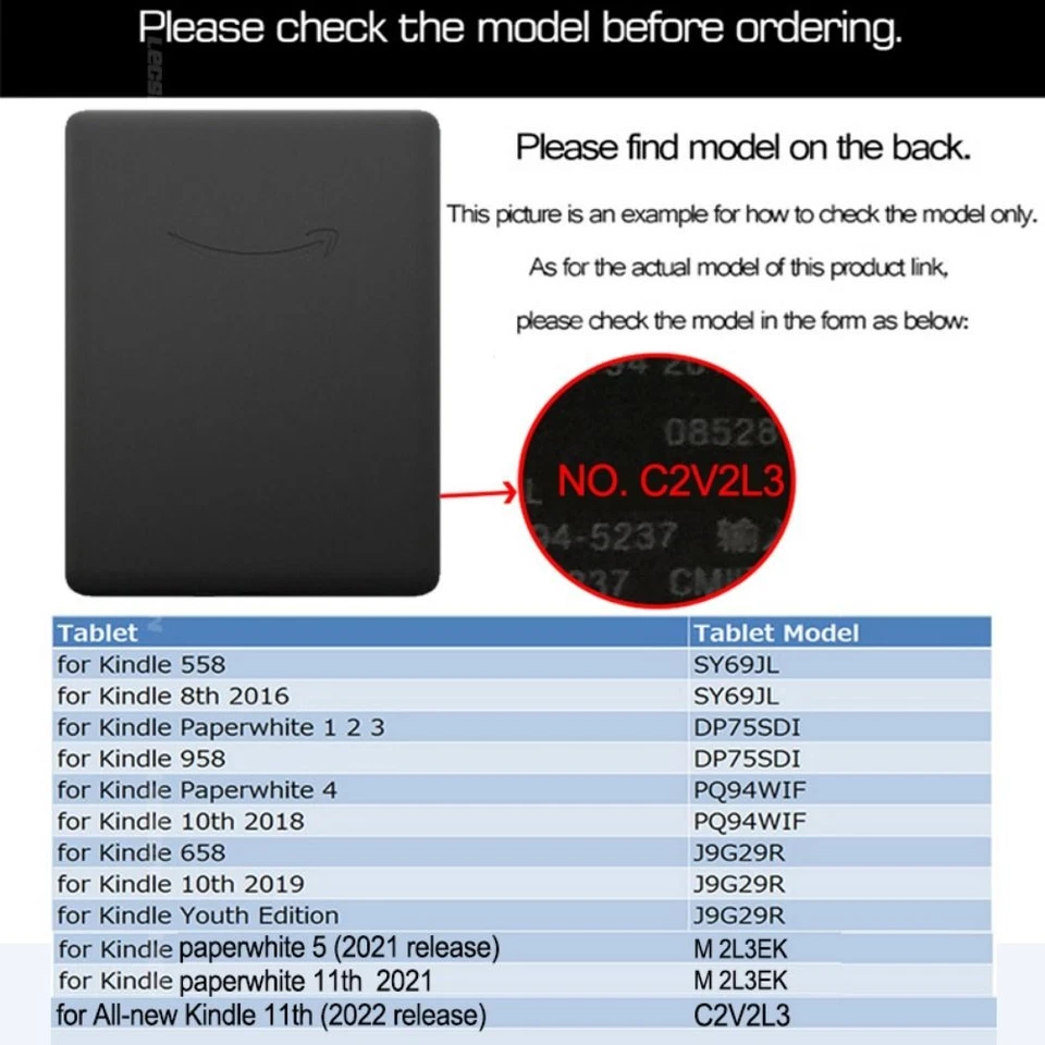 Shell Cover Smart Case PU Leather For Kindle 8/10th Gen Paperwhite 1/2/3/4 - Image 3 of 4