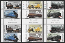 GB 2025 STEAM LOCOMOTIVES TRAINS RAILWAYS GUTTER PAIRS SET MNH