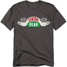 Friends TV Series Central Perk Coffee Shop Logo Charcoal Gray T-Shirt NEW UNWORN