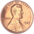 1987-P Lincoln Memorial Cent — photo from another recent sale