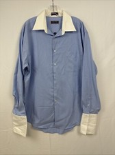 Roberto Villini Dress Shirt Mens 15.5 Blue Non-Iron Travel Collection Cotton