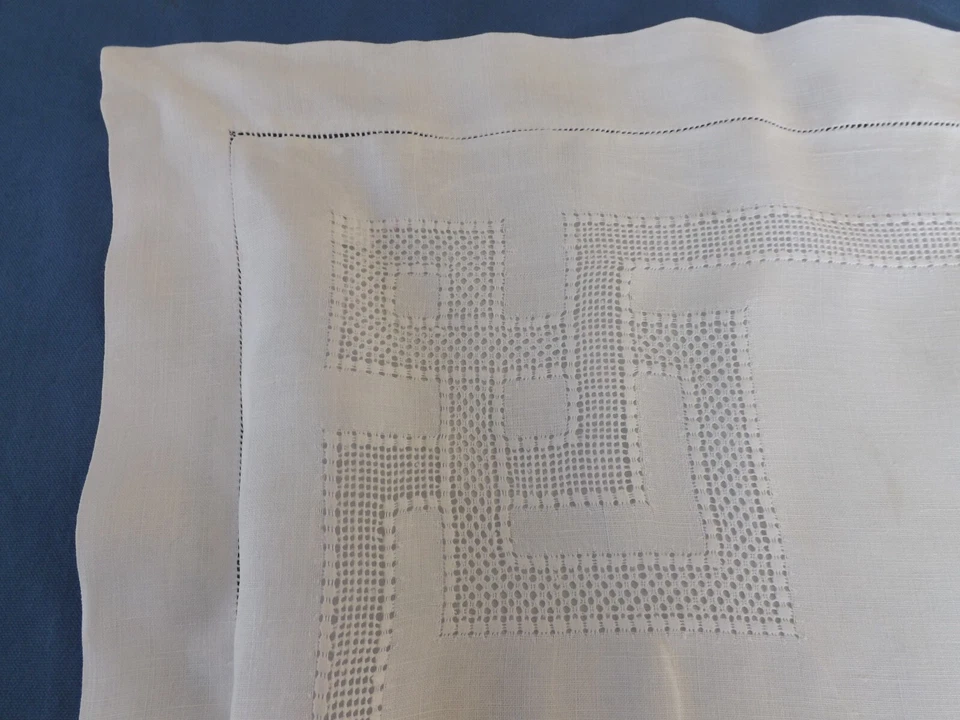 taie d'oreiller brodée, pur fil de lin, pas de mono, ancienne - Photo 3/4