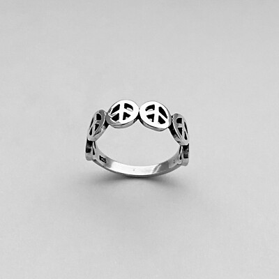 Sterling Silver 6 Peace Sign Ring, Silver Ring, Peace Ring, Love