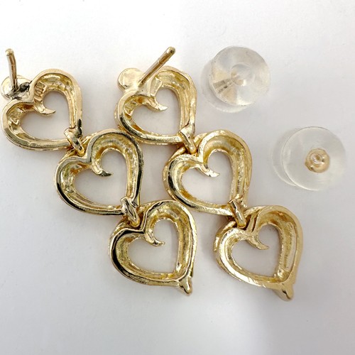 Pendientes con poste de triple corazón con bisagras y ondulados en oro de 14K, 1-1/8" de largo y 3,6 gramos - Imagen 8 de 11