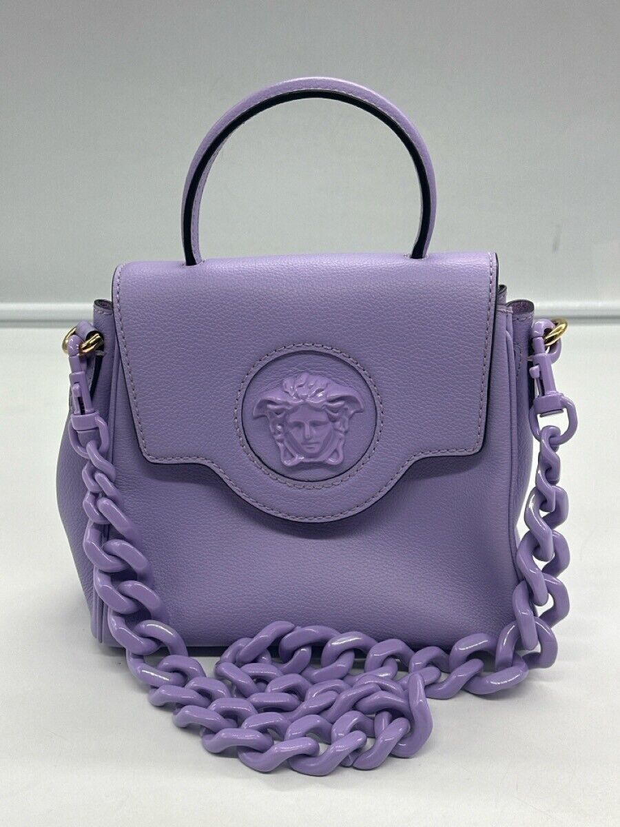 Versace La Medusa Small Patent Shoulder Bag Purple Versace La Medusa Small Patent Shoulder Bag Purple